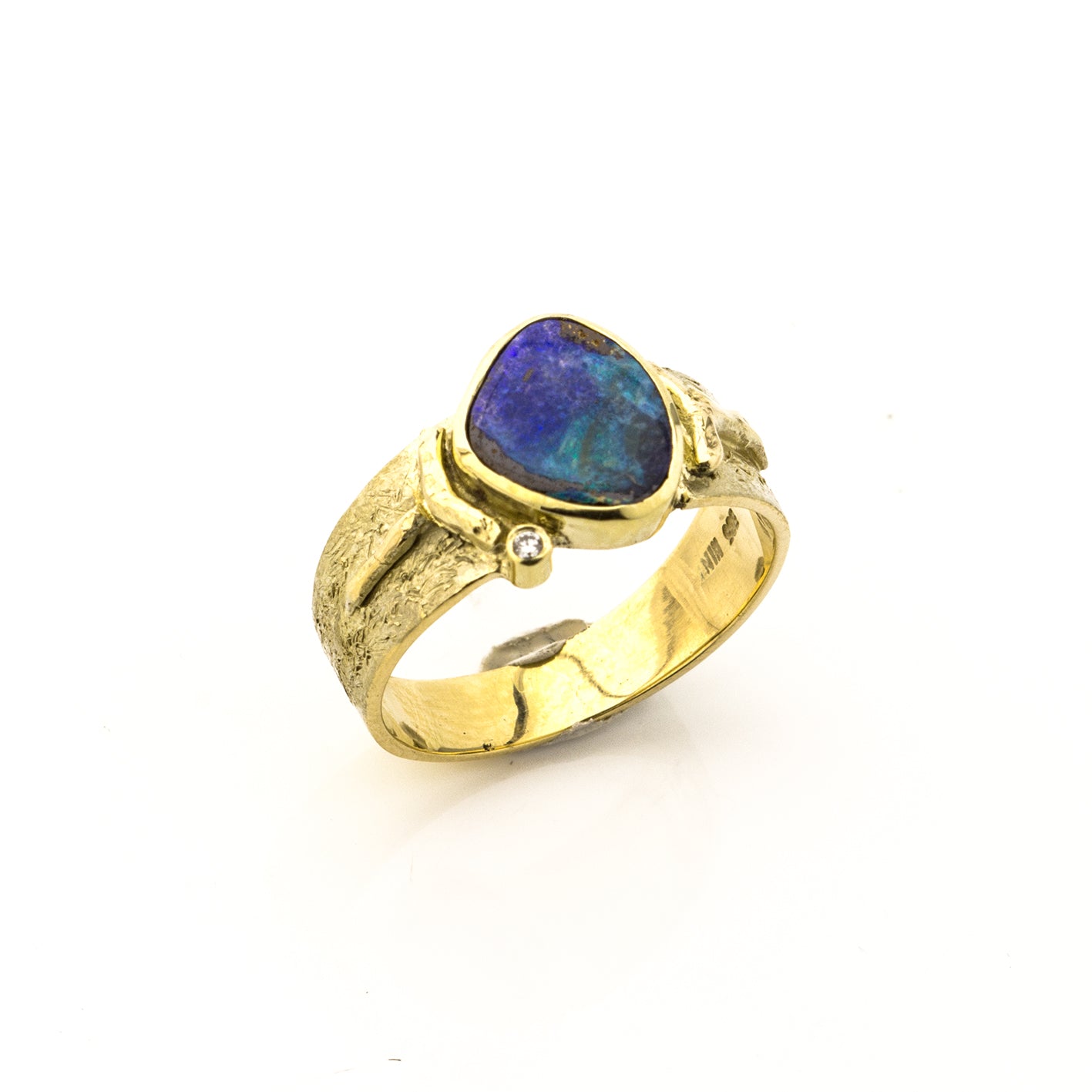 Ring 'Lava' | Boulderopal & Brillant | 585 Gelbgold