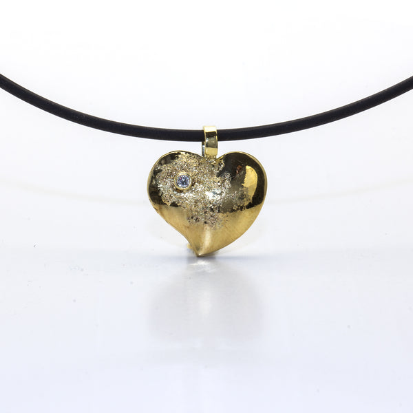Herzanhänger aus Gelbgold mit Brillant