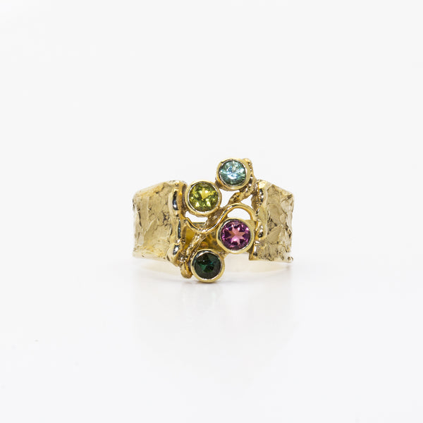 Gelbgoldring mit Turmalinen