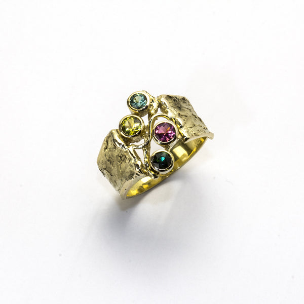 Gelbgoldring mit Turmalinen