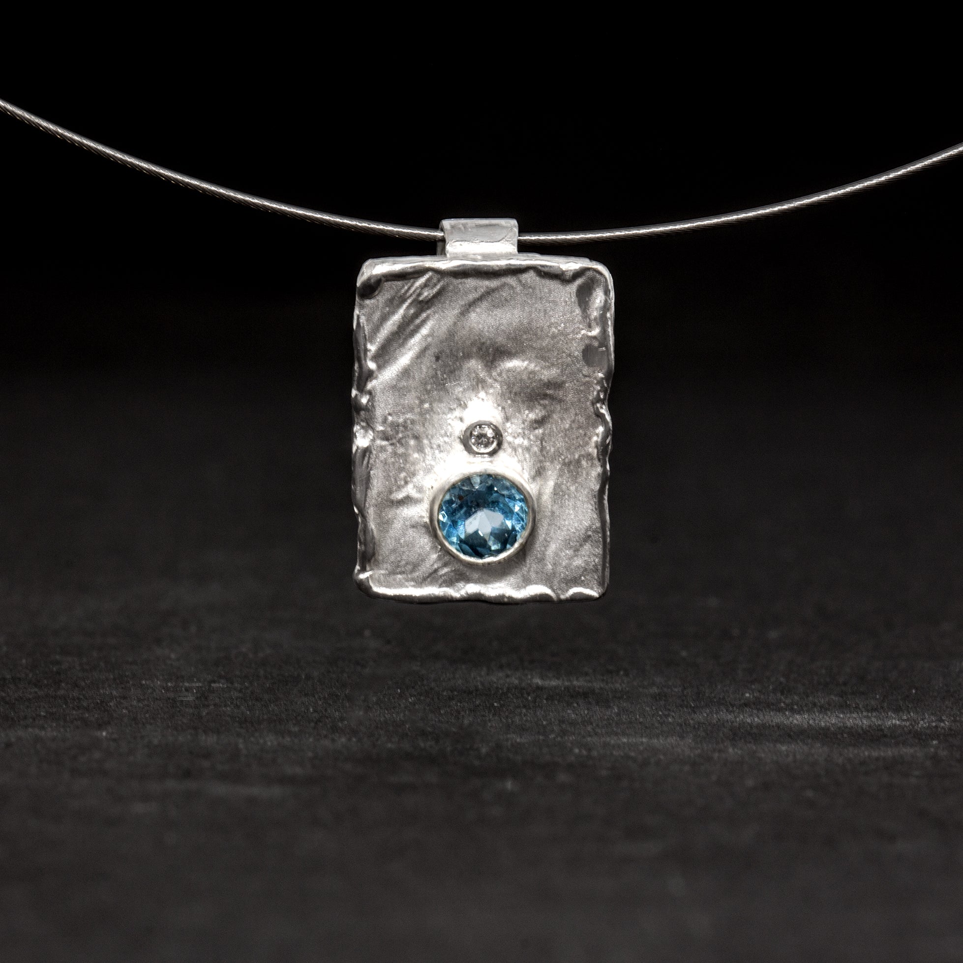 Anhänger 'Lava' aus Sterling Silber mit Topas und Brillant