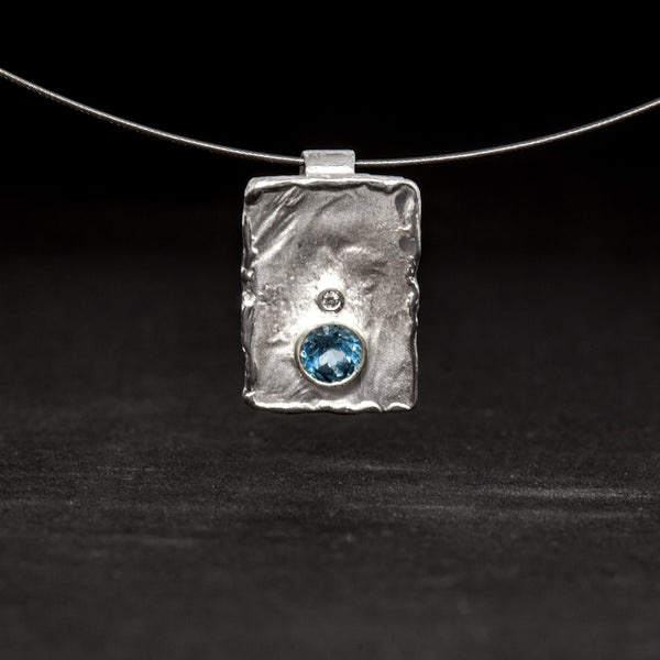 Anhänger 'Lava' aus Sterling Silber mit Topas und Brillant