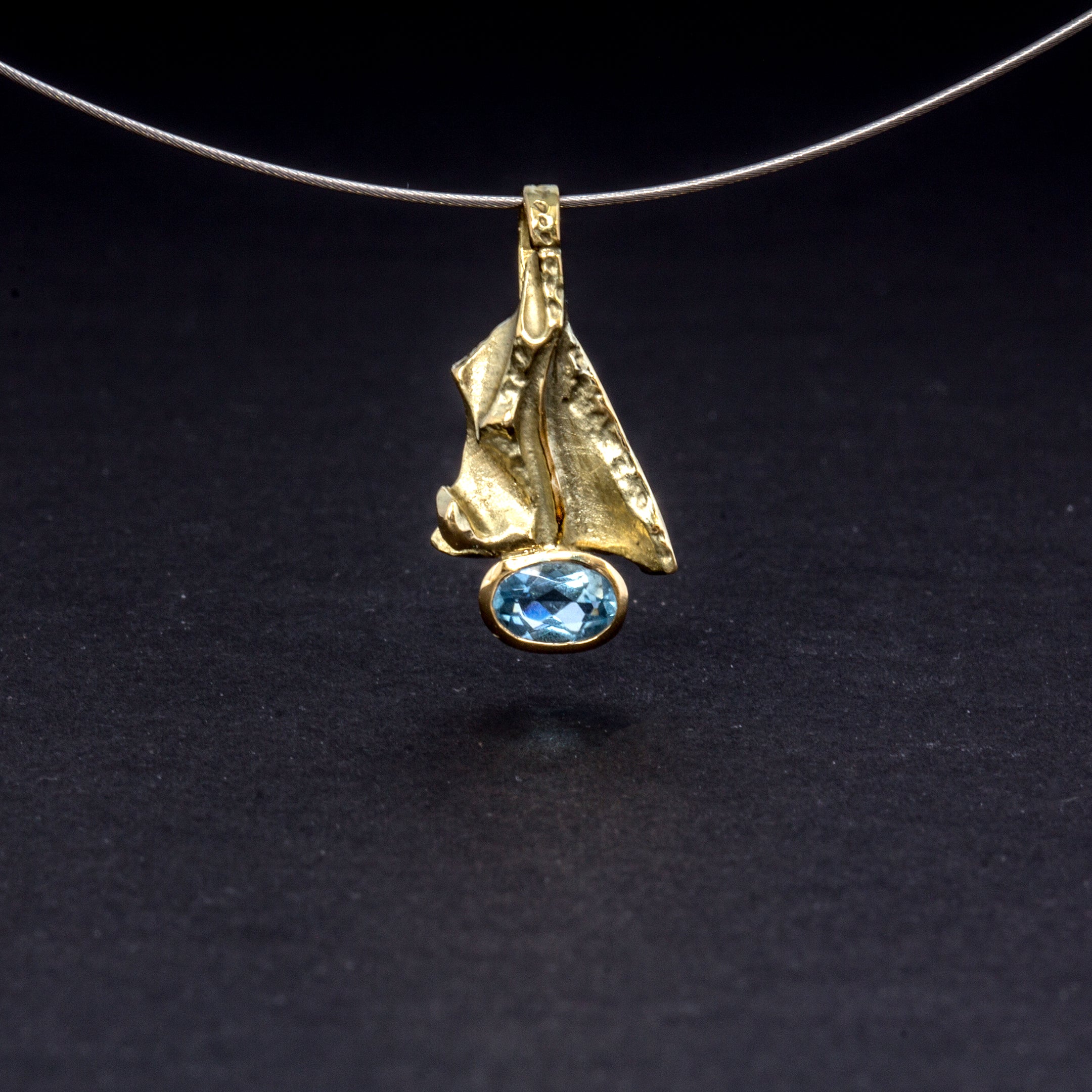 Anhänger 'Berge' | Aquamarin | 585 Gelbgold
