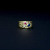 Gelbgoldring mit Safir, Rubin & Brillant