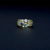 Gelbgoldring mit Aquamarinen & Safir & Brillant