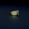 Gelbgoldring mit Aquamarinen & Safir & Brillant