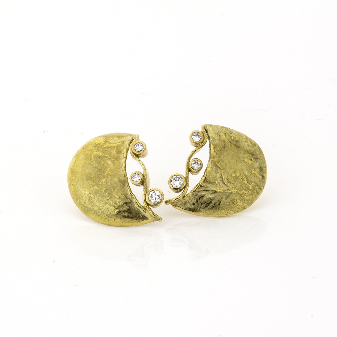 Ohrstecker 'Lava', 20mm | Brillanten | 585 Gelbgold