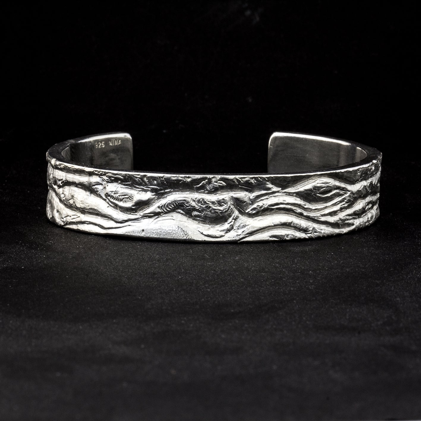 Armreif 'Baumrinde', 13mm | 925 Sterlingsilber
