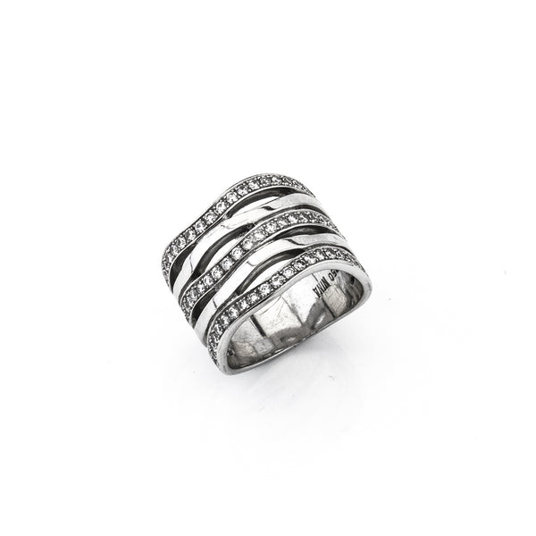 Ring 'Wellen' aus Weißgold mit Brillanten