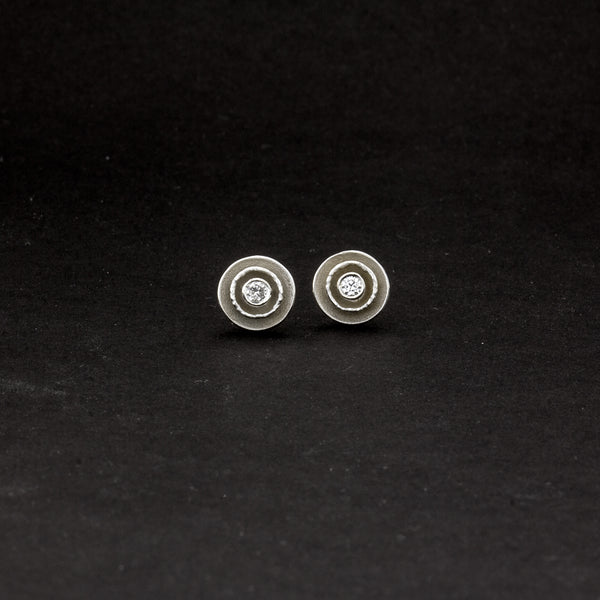 Ohrstecker 'Schalen' groß, aus Sterling Silber mit Brillanten