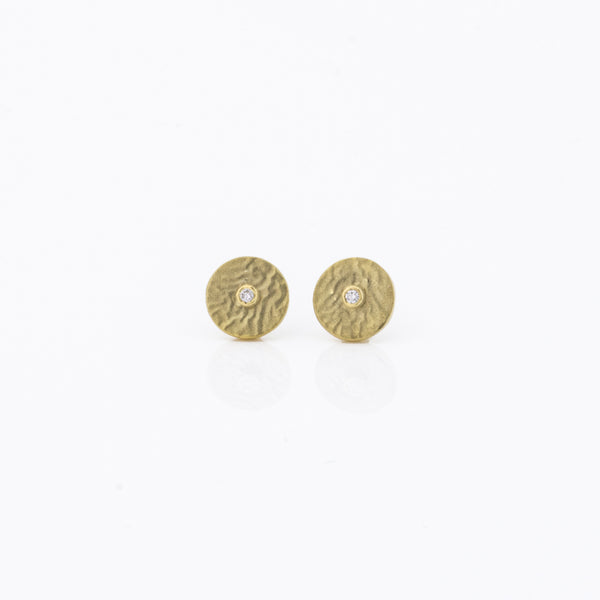 Ohrstecker 'Lava', ca.8mm, aus Gelbgold mit Brillant