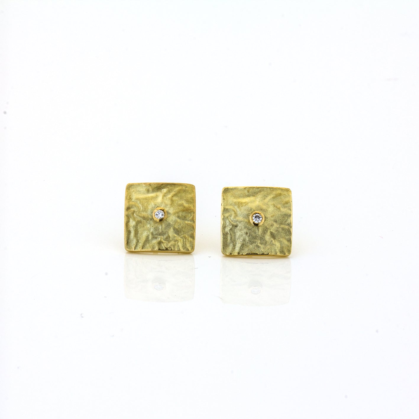 Ohrstecker 'Lava', ca.11mm, aus Gelbgold mit Brillant