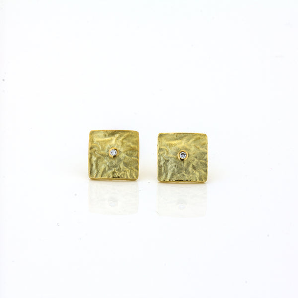 Ohrstecker 'Lava', ca.11mm, aus Gelbgold mit Brillant