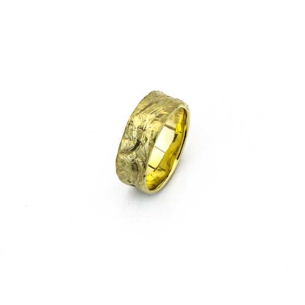 Ring 'Baumrinde' aus Gelbgold
