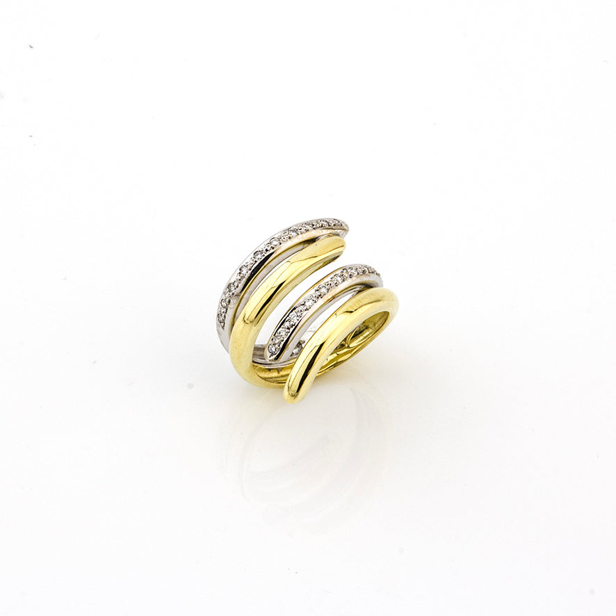 Ring Gelbgold-Weißgold mit Brillanten