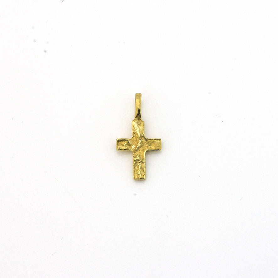 Kreuzanhänger 'Baumrinde' | 585 Gelbgold