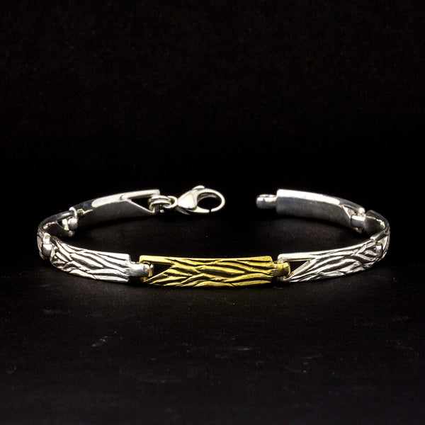 Armband 'Wellen' aus Sterling Silber mit einem Gelbgoldteil