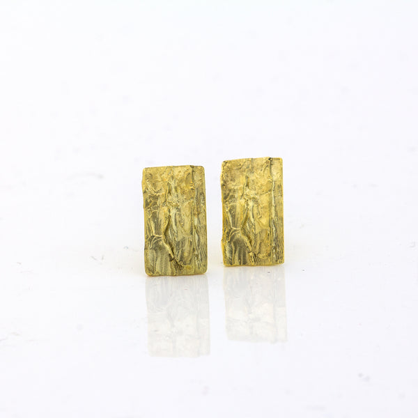 Ohrstecker 'Baumrinde' aus Gelbgold